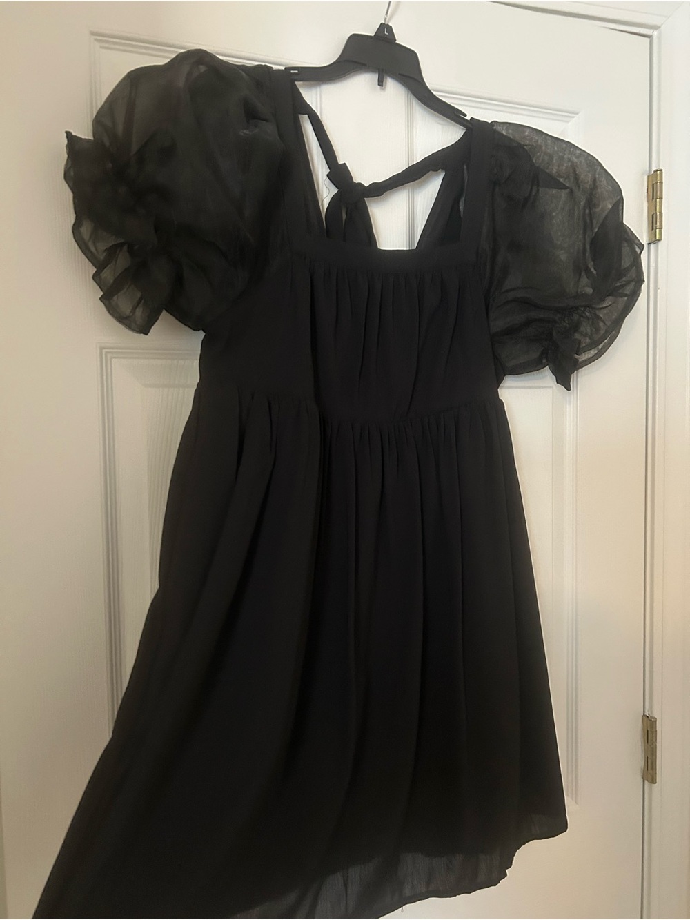 entro Black Puff-Sleeve Formal Womans Mini Dress